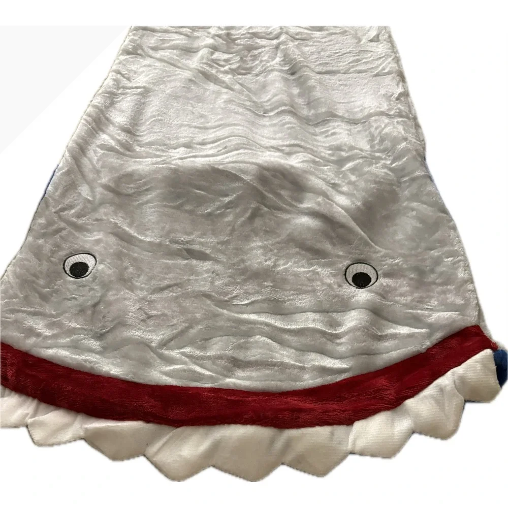Shark Tail Wearable Blanket Blue White Plush Fuzzy Fleece Sleeping Bag Snuggie